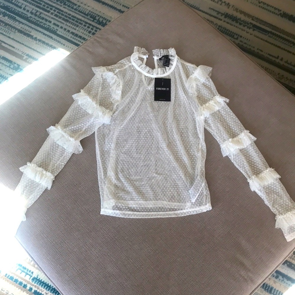 Mesh Ruffle Top